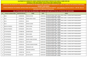PNB IBPS CRP Clerk XIII Schedule for Document Collection and Verification Announced 2024