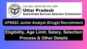 UPSSSC Junior Analyst Drugs Vacancy