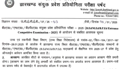 Jharkhand B.ed Entrance Exam 2025 - Syllabus , Online Official website