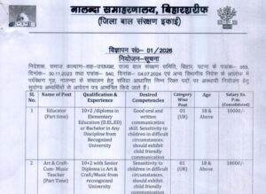 Nalanda Bihar Sharif Recruitment - Teacher , Cook , Helper , Night Guard