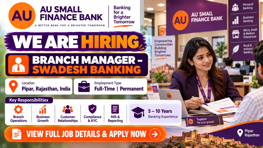 AU Bank Branch Manager Recruitment