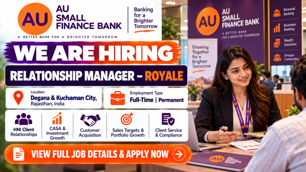AU Relationship Manager Hiring Banner