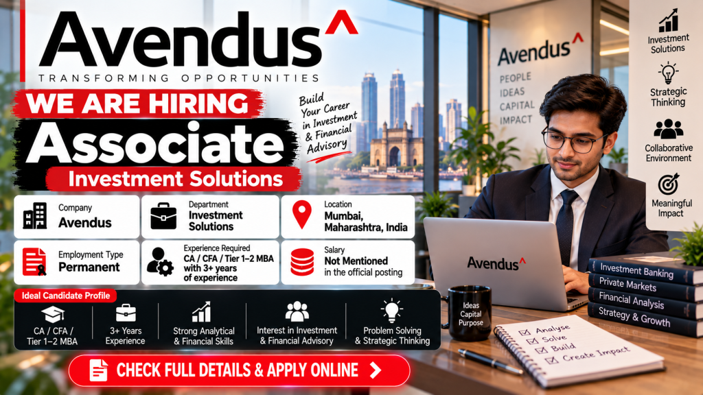 Avendus Investment Solutions Hiring Poster