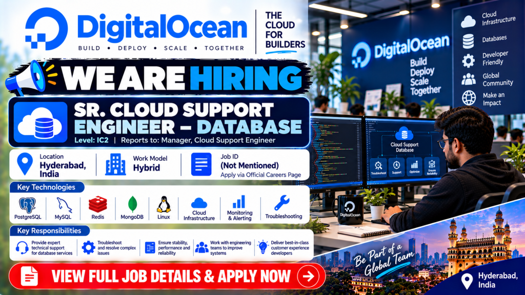DigitalOcean Cloud Support Engineer Hiring Banner
