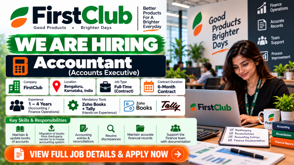FirstClub Accountant Hiring Banner