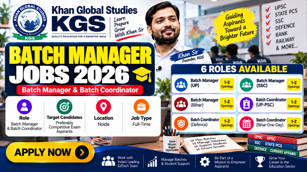 KGS Batch Manager Jobs 2026 Poster