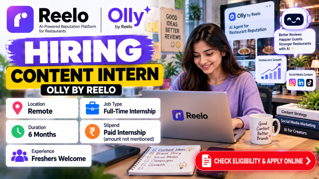 Reelo Content Intern Recruitment Banner