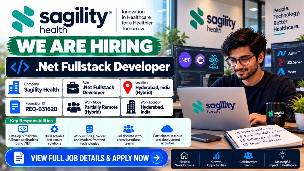 Sagility Health .NET Developer Hiring Banner
