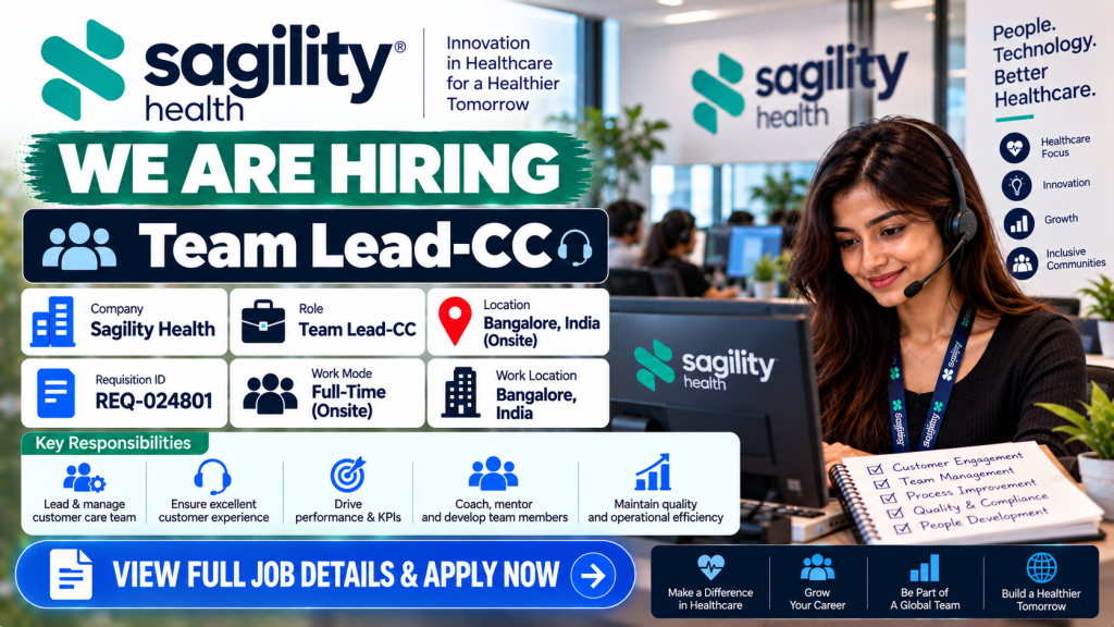 Sagility Health Team Lead Recruitment Poster