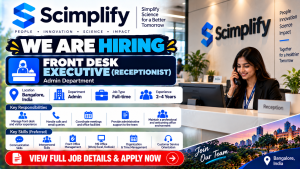 Scimplify Front Desk Executive Hiring Banner