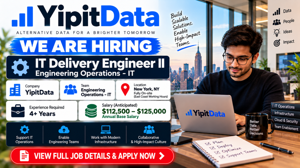 YipitData IT Delivery Engineer Recruitment Poster